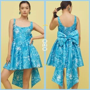 Anthropologie Hutch Sleeveless Back-Bow Basque-Waist Mini Dress